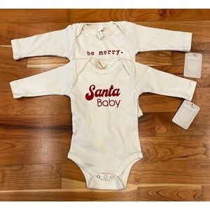 Tenth & Pine Lot of 2 Long Sleeve Christmas One Piece Size 3-6M Baby Beige